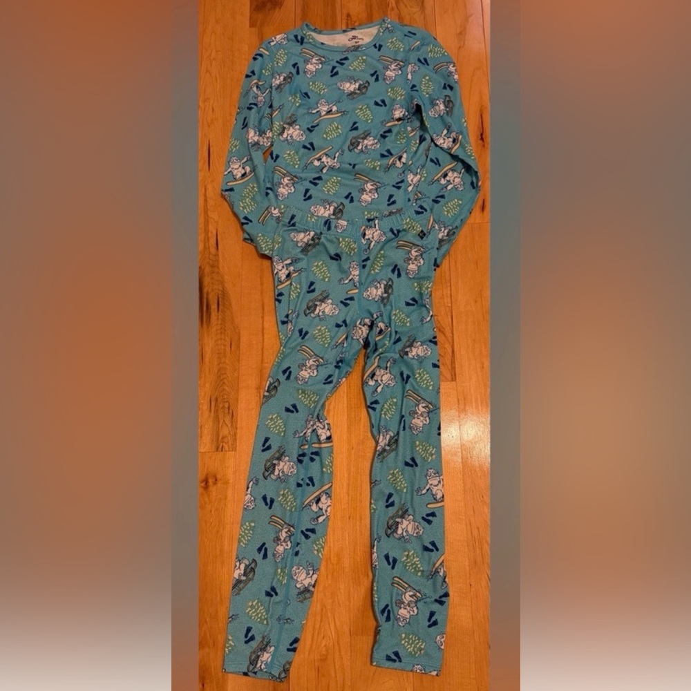 Hot Chillys Kids Blue Printed Matching Base Layer Set